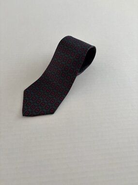 Vintage Hathaway All Silk Tie Green Red Geometric Made in USA